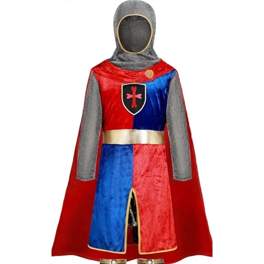 Spooktacular Creation Knight 5 Piece Halloween Costume M(8-10) Red Blue No Boots
